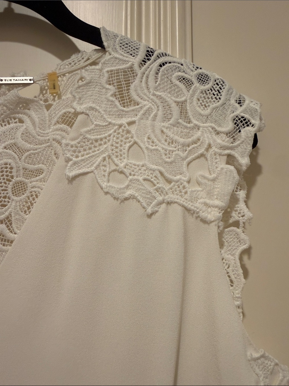 Tahari Lace-Detail White Sheath Dress - Picture 4 of 5
